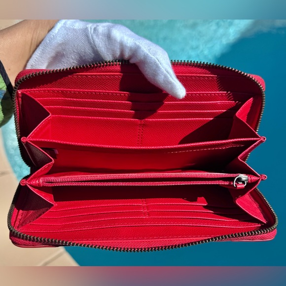 Coach Mickie Zip Wallet Red and Gunmetal EUC - Picture 10 of 14
